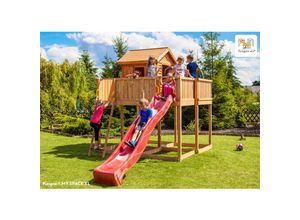 5902020527145 - Spielhaus My Space xl teak inkl Rutsche Haus mit Holzdach und Steuerrad - Fungoo