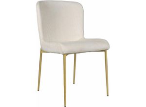 5902409920192 - Selsey - Neul - Esszimmerstuhl Polsterstuhl mit Cord-Bezug in Creme und goldenen Metallbeinen