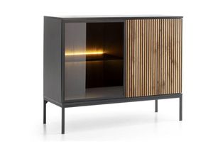 5902409920291 - Selsey - Tosena - Sideboard zweitürig mit led Schwarz Wotan-Eiche 104 cm