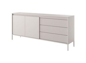 5902409981605 - Selsey - falsetto - Sideboard 2-türig mit 3 Schubladen Beige mit geriffelter Front 187 cm