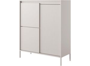 5902409981643 - Selsey - falsetto - Highboard 3-türig Beige mit geriffelter Front 104 cm