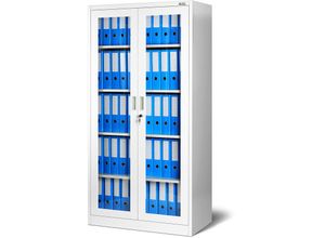 5902560331592 - Jan Nowak Aktenschrank C012 Glasvitrine BĂĽroschrank Universalschrank FlĂĽgeltĂĽrschrank Stahlblech Pulverbeschichtung abschlieĂźbar 185 cm x 90 cm x