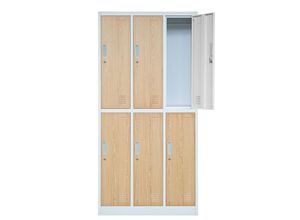 5902560332292 - Spint 3B2A Schließfachschrank Fächerschrank Wertfachschrank Umkleideschrank 6 Fächer Stahlblech Pulverbeschichtet 185cm x 90cm x 45cm weiß holzoptik