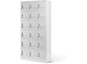 5902560333855 - Jan Nowak - Umkleideschrank 3B6A Fächerschrank Schließfachschrank mit 18 Fächern Metall Pulverbeschichtung 185 cm x 90 cm x 40 cm (h x b x t) Grau