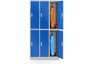 5902560334784 - Spint 3B2A Schließfachschrank Fächerschrank Wertfachschrank Umkleideschrank 6 Fächer Stahlblech Pulverbeschichtet 185cm x 90cm x 45cm grau-blau - Jan