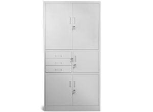 5902560335385 - Jan Nowak C018S II Büroschrank Aktenschrank Tresor Schubladen Geheimfach Stahlblech 185 cm x 90 cm x 40 cm - grau