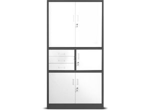 5902560335392 - C018S ii Büroschrank Aktenschrank Tresor Schubladen Geheimfach Stahlblech 185 cm x 90 cm x 40 cm - anthrazit-weiss - Jan Nowak