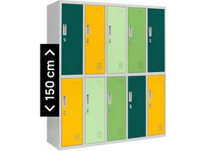 5902560337921 - Jan Nowak - Schließfachschrank 5B2AS Umkleideschrank Wertfachschrank Umkleideschrank mit 10 Fächern Stahlblechkonstruktion Pulverbeschichtet 150 cm x