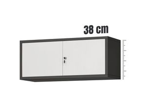 5902560338379 - Jan Nowak - Aktenschrankaufsatz C01L Aufsatz für Aktenschrank Büroschrank Metall Pulverbeschichtung Flügeltüren 38 x 90 x 40 cm Anthrazit-Weiß