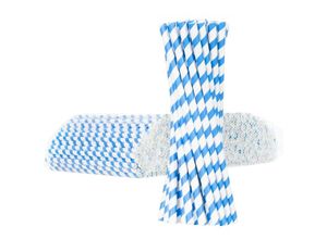 5902578451459 - BIO ökologische Papierstrohhalme PAPIERSTROHHALME 6 205mm - weiß und blau 500 Stk