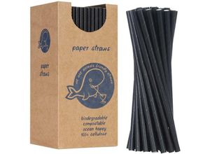 5902578451763 - BIO ökologische Papierstrohhalme PAPIERSTROHHALME 6 205mm - schwarz 250 Stk