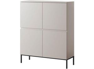 5902622526683 - Selsey Bemmi - Highboard Hochkommode 4-türig Beige mit schwarzen Beinen 100 cm