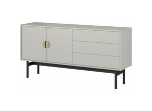 5902622532790 - Stoon - TV-Element mit Schublade Grau-Beige Taupe mit schwarzem Metallgestell 154 cm - Selsey