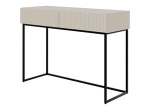 5902622541358 - Selsey - Veldio - Schminktisch mit Schubladen graubeige mit schwarzem Metallgestell 110 cm