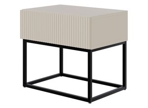 5902622541440 - Veldio - Nachttisch mit Schublade graubeige mit schwarzem Metallgestell 50 cm - Selsey