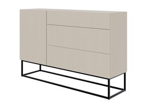 5902622541471 - Veldio - Sideboard mit Schubladen graubeige mit schwarzem Metallgestell 140 cm - Selsey