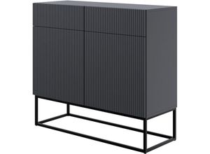 5902622541532 - Veldio - Sideboard 2-türig mit Schubladen schwarz mit Metallgestell 100 cm - Selsey