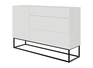 5902622541556 - Veldio - Sideboard mit Schubladen weiß mit schwarzem Metallgestell 140 cm - Selsey