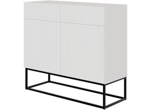 5902622541570 - Veldio - Sideboard 2-türig mit Schubladen weiß mit schwarzem Metallgestell 100 cm - Selsey