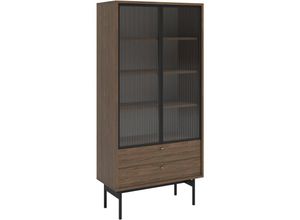 5902622543796 - Selsey Olar - Vitrine mit 3 Regalböden Holzoptik Carini Nussbaum 85 cm