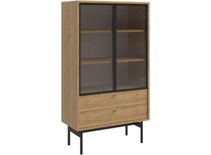 5902622543833 - Selsey Olar - Vitrine mit 2 Regalböden Holzoptik Hickory Natur 85 cm