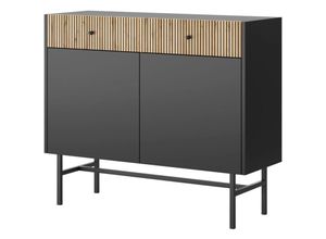 5902622590561 - Selsey - Divenos - Sideboard 2-türig Schwarz   Holzoptik Eiche 104 cm