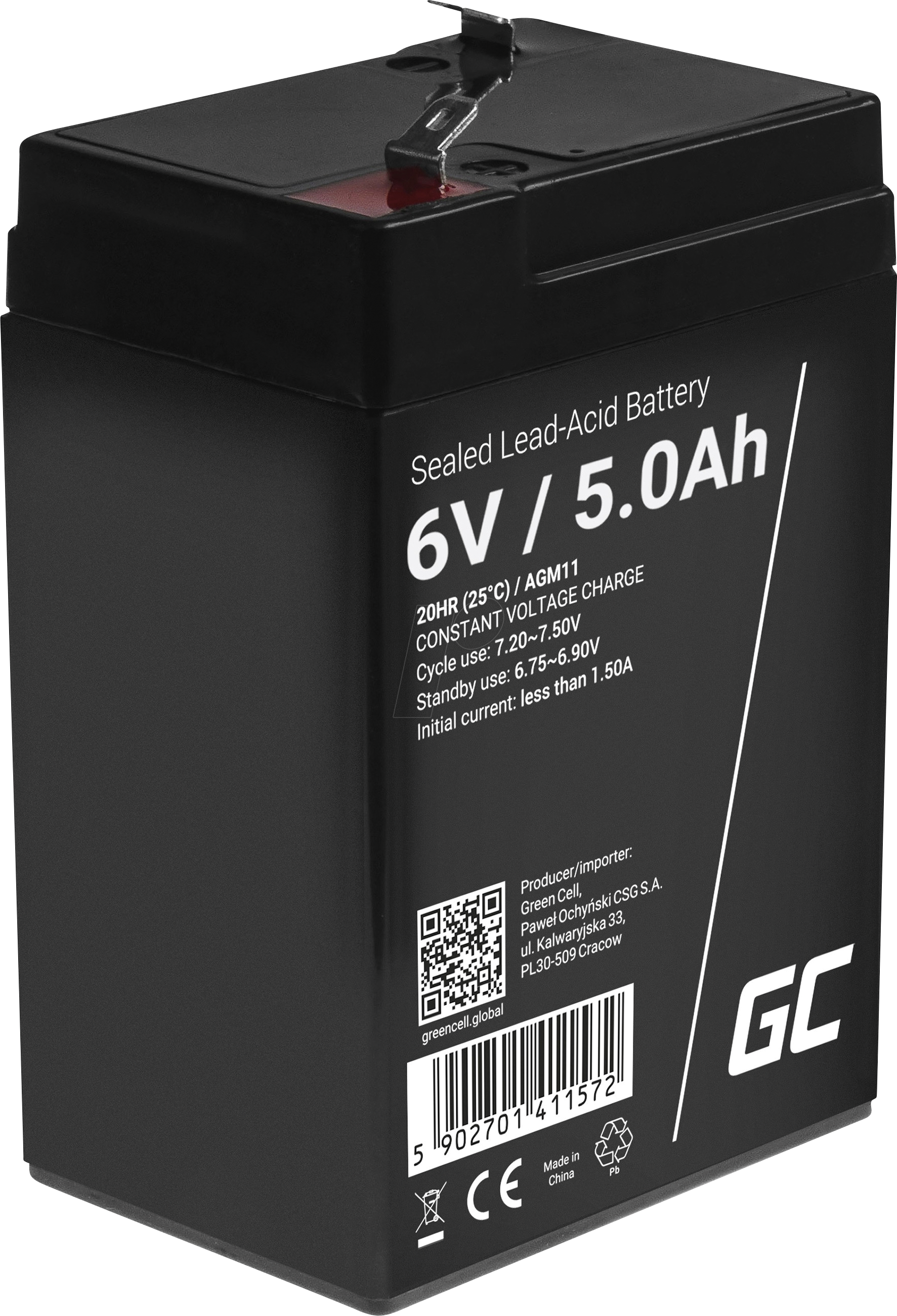 5902701411572 - Replacement agm Gel Battery 6V 5Ah Rechargeable Sealed Lead Acid Battery Maintenance Free Battery Replacement Battery for Fiscal Printers Echo