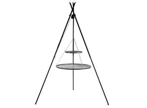 5902709570530 - Premium Schwenkgrill „TIPI“ 210 cm - Doppelrost aus Rohstahl 80 cm + 40 cm