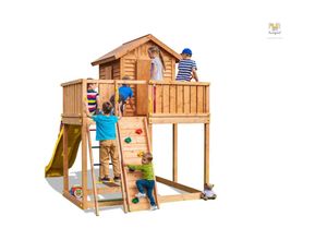 5902730330080 - Thegoodgarden - Fungoo Spielturm My Side Step On teak mit Rutsche Kletterwand Leiter und Holzdach