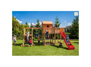 5902730330097 - Thegoodgarden - Fungoo Spielturm My Space xl Spider+ teak mit Rutsche Haus mit Holzdach Leiter Kletterturm und Trapez