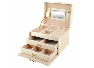 5902802908254 - Großes Schmuckkästchen in mehreren Ebenen - Beige