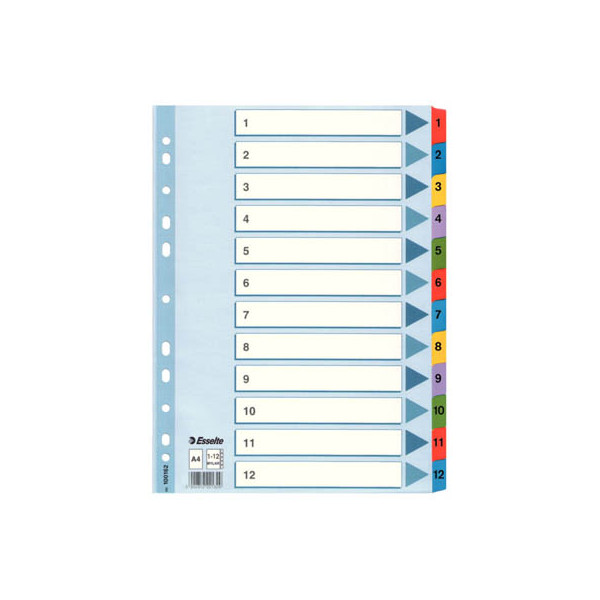 5902812221329 - Kartonregister 100162 1-12 A4 160g farbige Taben 12-teilig 5902812221329 Esselte