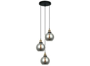 5902854531936 - Cardena - Industrie- und Retro-Anhänger schwarz Gold 3 Light mit Smoky Shade E27 Dimmbar - Italux