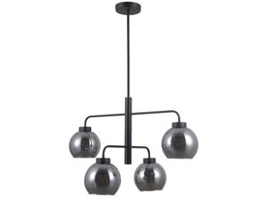 5902854532384 - Poggi - Skandinavischer hängender Anhänger Schwarz Matt 4 Light mit Smoky Shade E27 - Italux