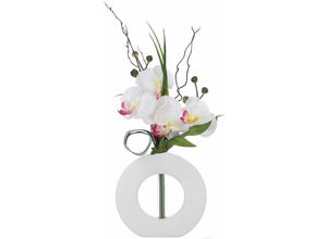 5902973410686 - Künstliche Orchidee in einer nicht-traditionellen Vase spektakuläre Ornament in Form von bunten Blumen - Atmosphera