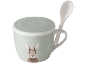 5902973441529 - Tasse mit Deckel und Löffel FLUFFY aus Porzellan Häschen 600 ml