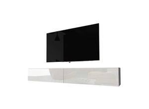 5903025132464 - Selsey - TV-Lowboard kane in Weiß Matt Weiß Hochglanz hängend stehend modern 2 Klappen 180 cm