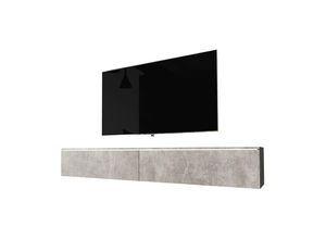 5903025135397 - Selsey - TV-Lowboard kane in Betonoptik Matt hängend stehend modern 2 Klappen weiße LED-Beleuchtung 180 cm