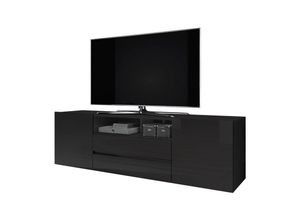 5903025194837 - Selsey - TV-Lowboard bros schwarz mit Hochglanzfronten stehend modern 137 cm