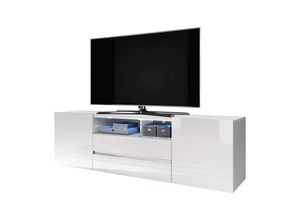 5903025194844 - TV-Lowboard bros weiß mit Hochglanzfronten und LED-Beleuchtung stehend modern 137 cm - Selsey