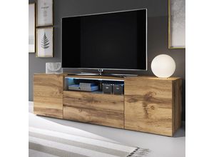 5903025229676 - TV-Lowboard bros matte Holzoptik Wotan Eiche mit LED-Beleuchtung stehend modern 137 cm - Selsey