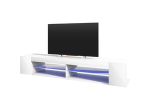 5903025249247 - Mitchell - TV-Lowboard mit led Weiß Matt   Weiß Glanz 180 cm breit - Selsey