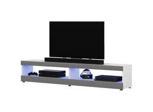 5903025329604 - Selsey - viansola - TV-Schrank Weiß Matt   Grau Hochglanz mit led 140 cm