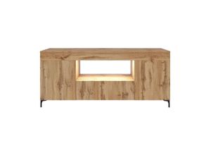 5903025365633 - Selsey GUSTO - TV-Lowboard  Fernsehschrank geschlossen mit 3 Türen   offenem Fach  LED-Beleuchtung 137 cm breit (Eichefarben Lancaster)