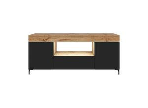 5903025365657 - Selsey - gusto - TV-Lowboard  Fernsehschrank geschlossen mit 3 Türen   offenem Fach  LED-Beleuchtung 137 cm breit (Eichefarben Lancaster   Schwarz