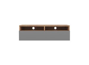 5903025392783 - Rednaw - TV-Schrank   modernes TV-Board für Wohnzimmer stehend   hängend 100 cm breit (Wotan Eiche Matt   Grau Hochglanz ohne led) - Selsey