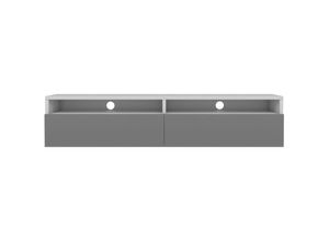 5903025392875 - Selsey - rednaw - TV-Schrank   TV-Board stehend   hängend 140 cm breit (Weiß Matt   Grau Hochglanz ohne led)