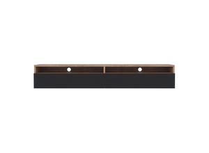 5903025392998 - Rednaw - TV-Schrank   modernes TV-Board für Wohnzimmer stehend   hängend 180 cm breit (Wotan Eiche Matt   Schwarz Hochglanz ohne led) - Selsey