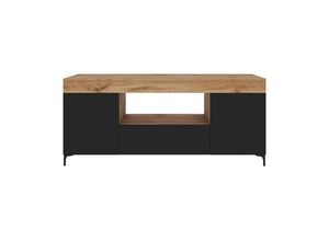 5903025410401 - Selsey - gusto - TV-Schrank   TV-Board für Wohnzimmer minimalistisch 137 cm breit (Lancaster Eiche   Schwarz Matt)