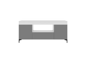 5903025534176 - Selsey - gusto - TV-Lowboard   TV-Schrank stehend mit Füßen - geschlossener Stauraum - offenes Fach 137 cm (Weiß Matt   Grau Matt)